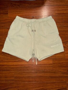 ESSENTIALS Men’s Light Sage Green Fleece Athletic Shorts